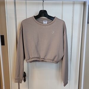 Gymshark Taupe Cropped Crewneck Sweatshirt - Women's